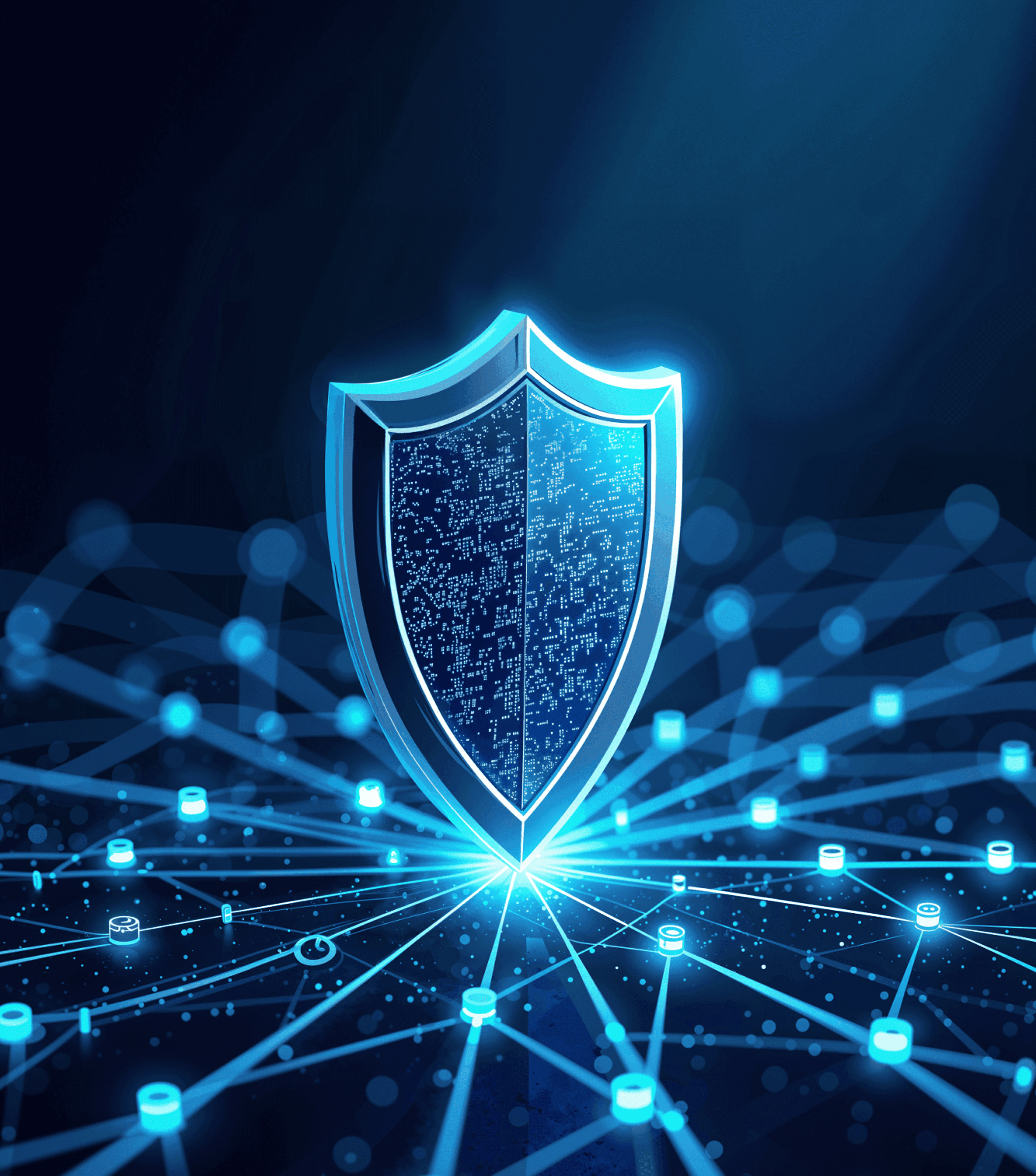 Cybersecurity shield image for data protection and network security.